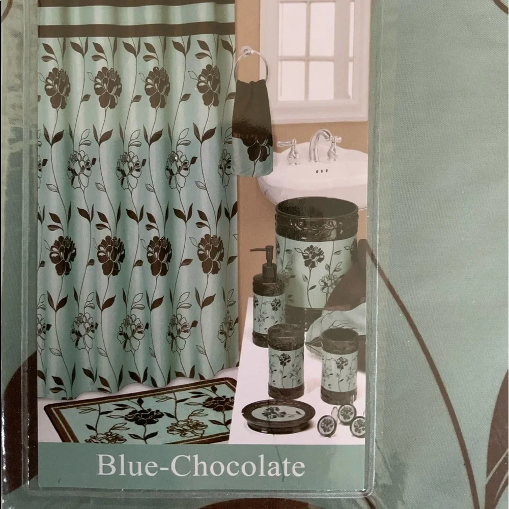 Shower Curtain Blue Chocolate Fabric “Cabella” by Popular Bath 70 x 72 in